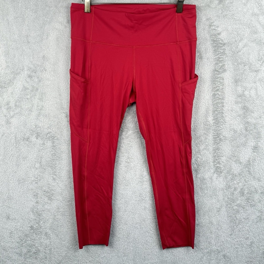 Lululemon Crop Leggings‎ Womens 10 Red Athleisure Activewear Yoga Side Pockets